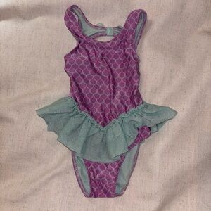 Cat & Jack Purple and Green Kids Swim One Piece